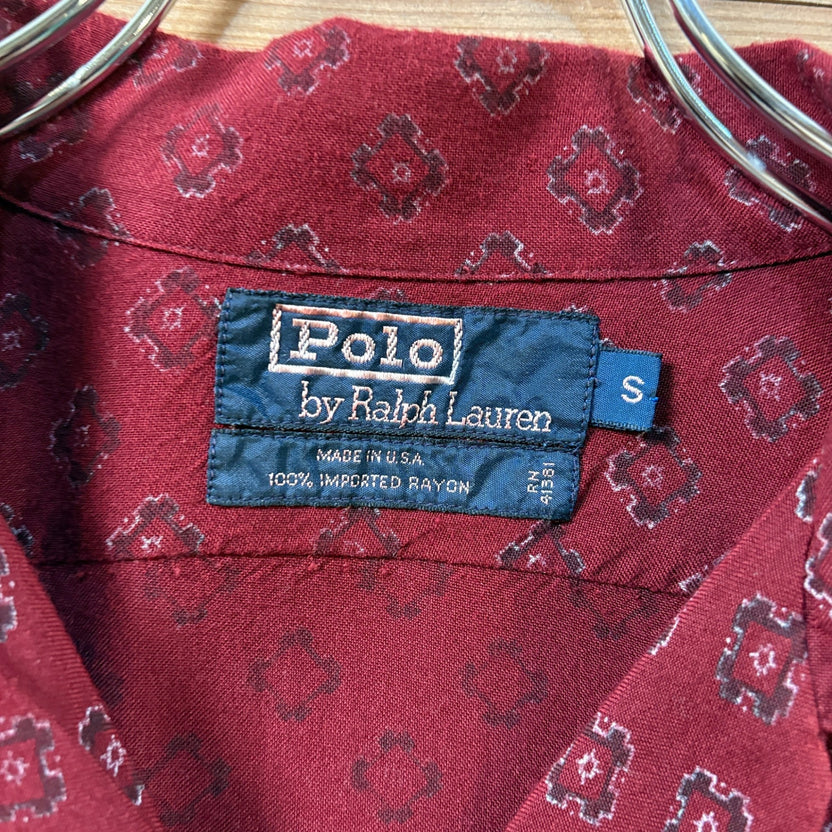 1980s Polo Ralph Lauren "Atomic Pattern" Rayon Open Collar Shirt