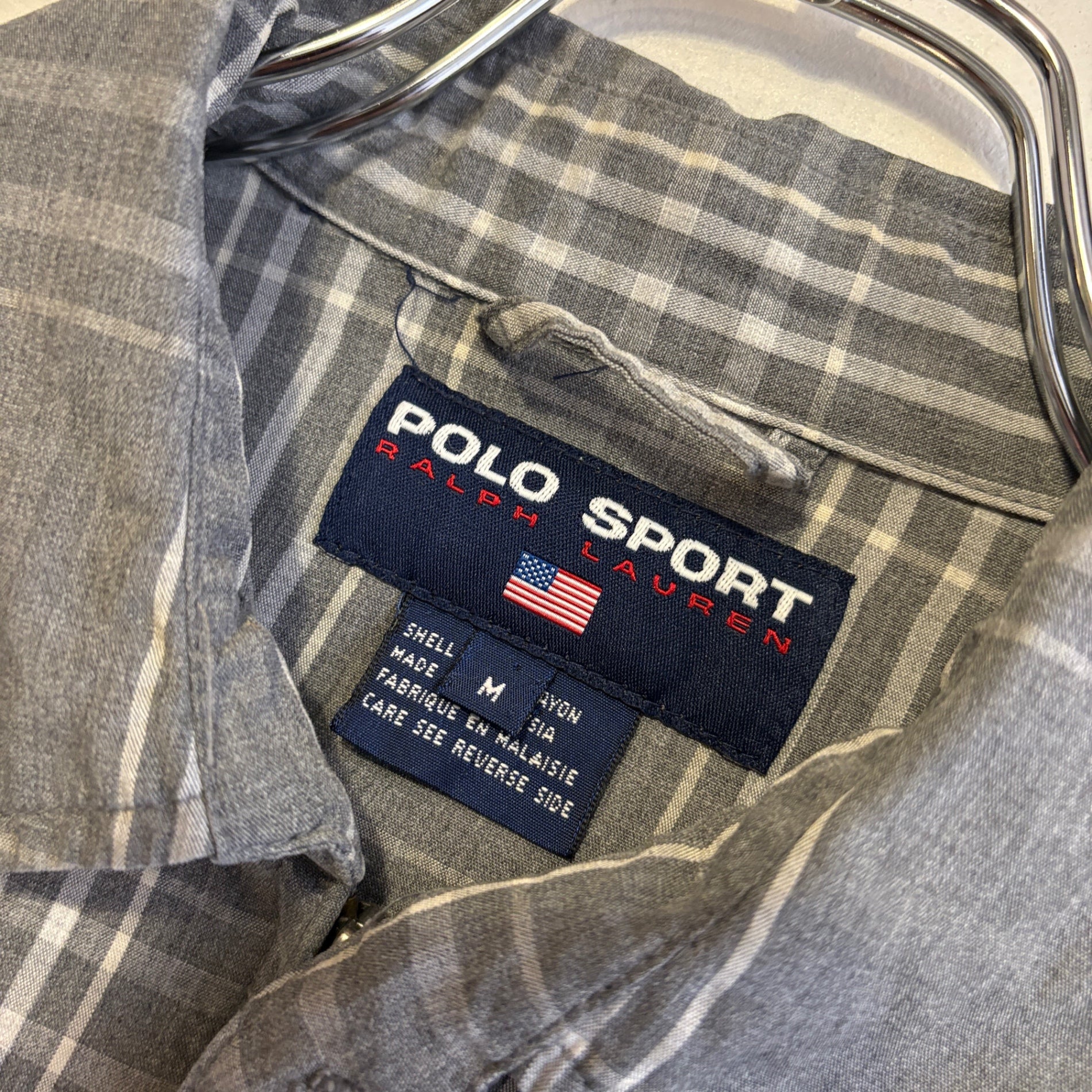 1990s POLO SPORT "RAYON" Plaid Drizzler Jacket