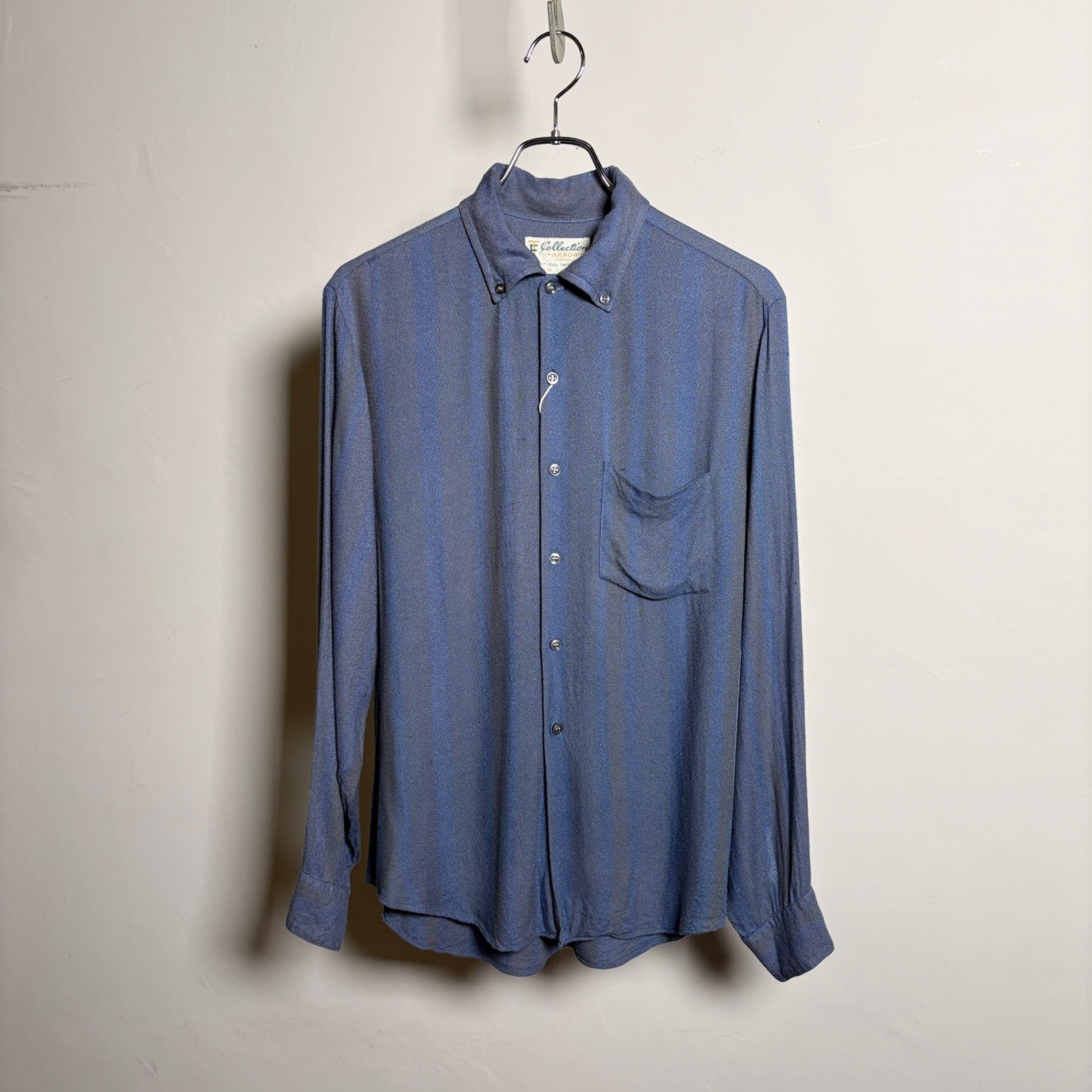 1960s ARROW "Stripe" Rayon Open Collar Shirt
