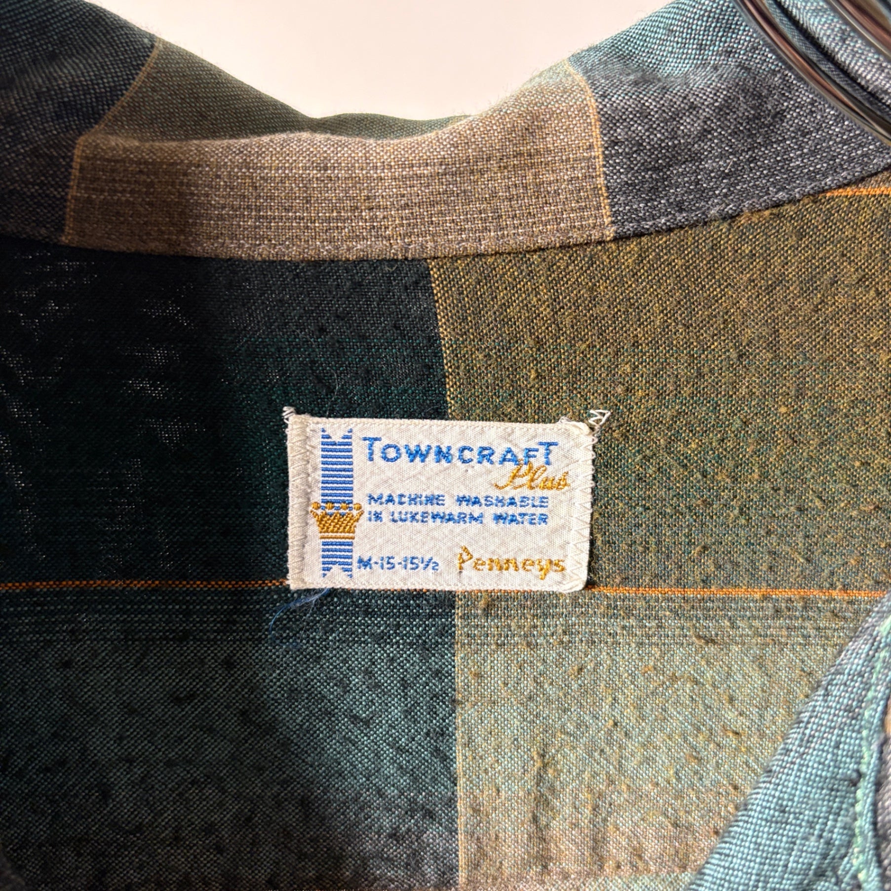 1960s TOWNCRAFT Ombre Check Rayon Shirt