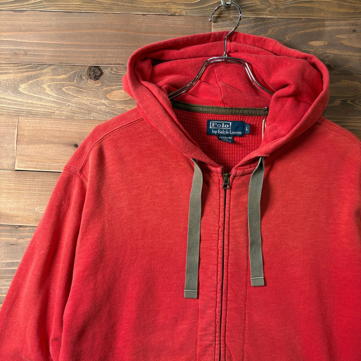 2000s Polo Ralph Lauren "RED" Thermal-Lined Zip Up Hoodie