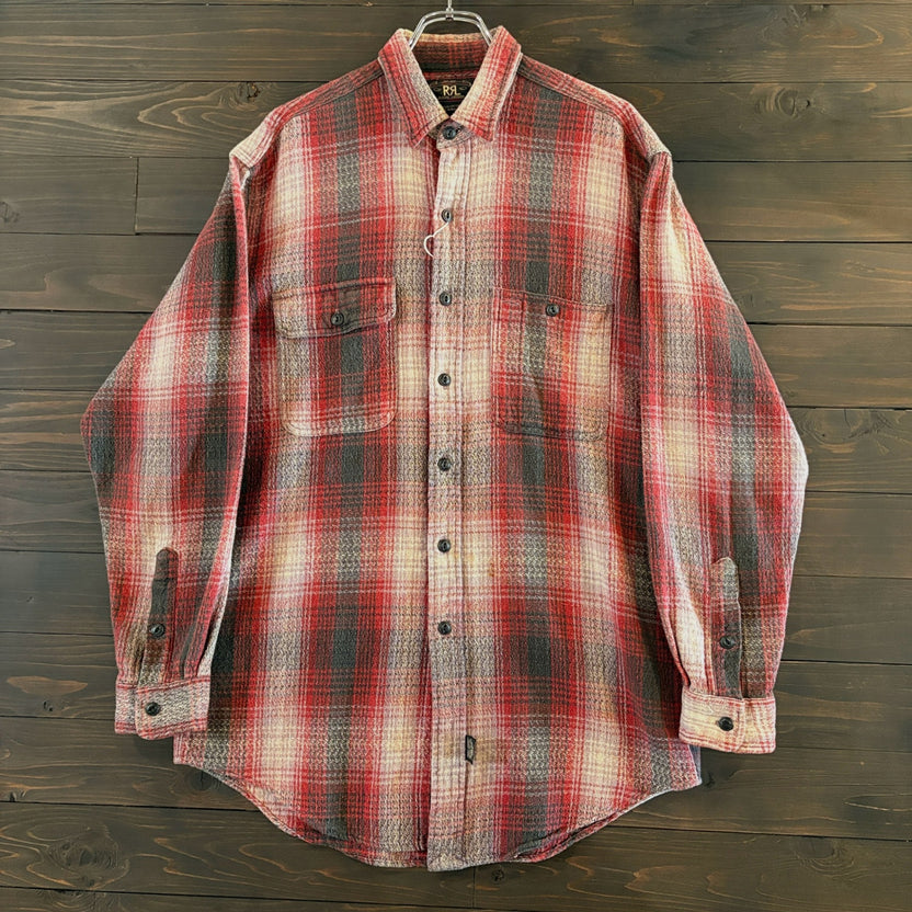1990s RRL "Cotton Pile" Ombre Plaid Shirt