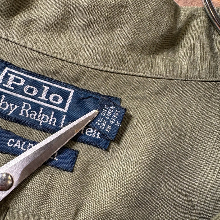 2000s Polo Ralph Lauren Silk Linen Open Collar Shirt