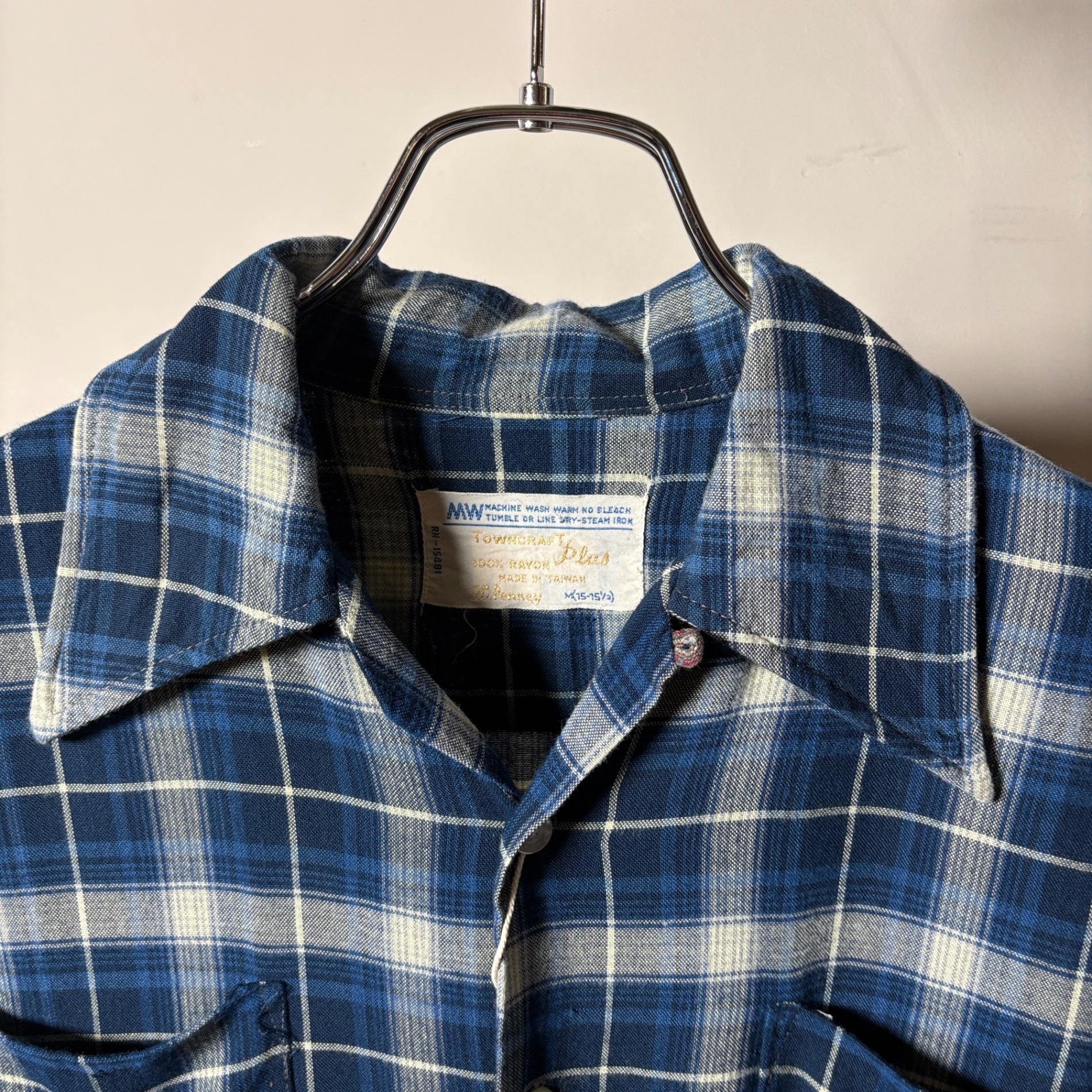 1970s TOWNCRAFT "Ombre Check" Rayon Shirt