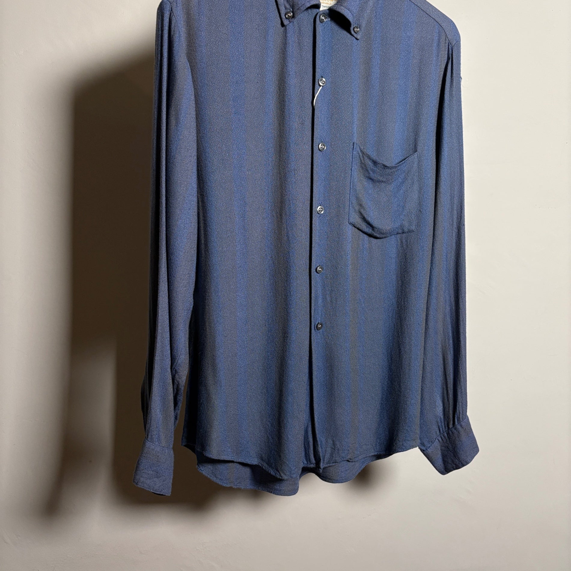 1960s ARROW "Stripe" Rayon Open Collar Shirt
