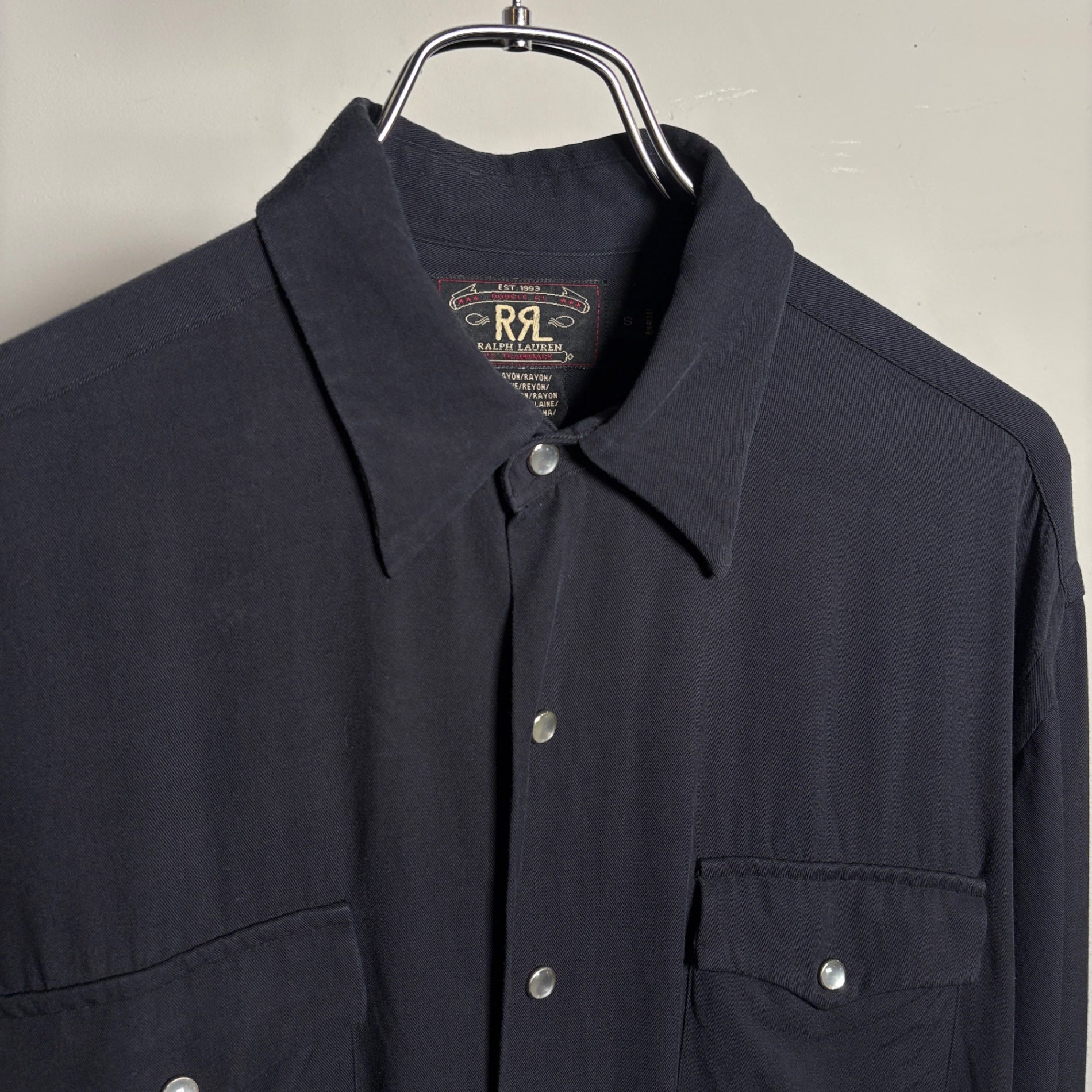 1990s RRL "RAYON" Black Western Shirt