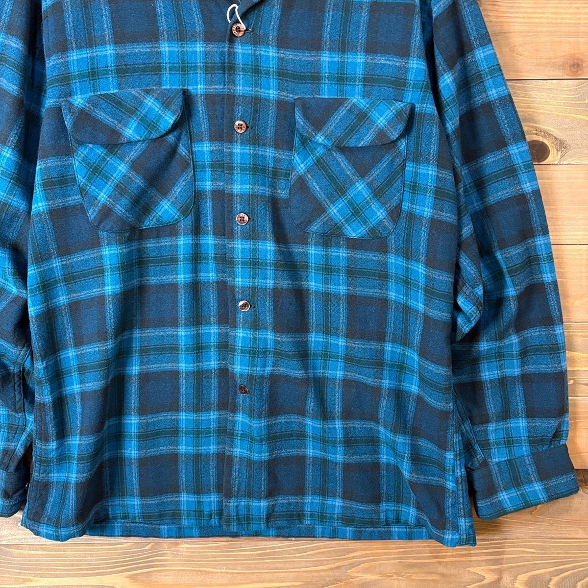 1960s Pendleton "Blue" Ombre Check Wool Flannel Shirt
