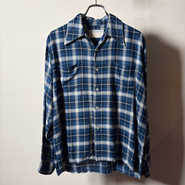 1970s TOWNCRAFT "Ombre Check" Rayon Shirt