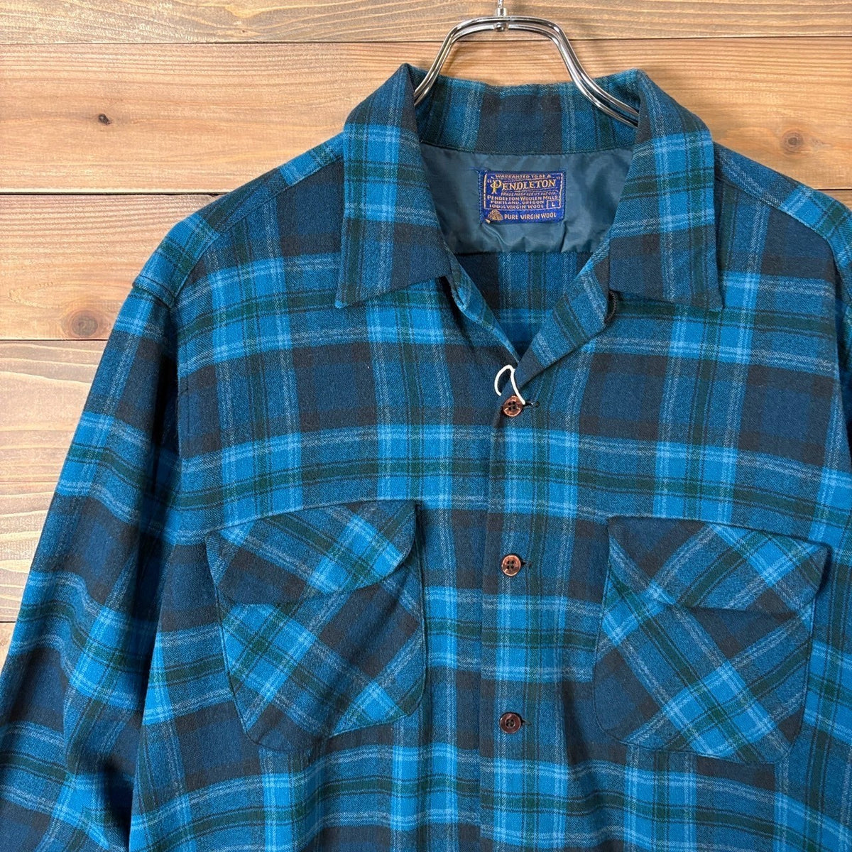 1960s Pendleton "Blue" Ombre Check Wool Flannel Shirt