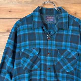 1960s Pendleton "Blue" Ombre Check Wool Flannel Shirt