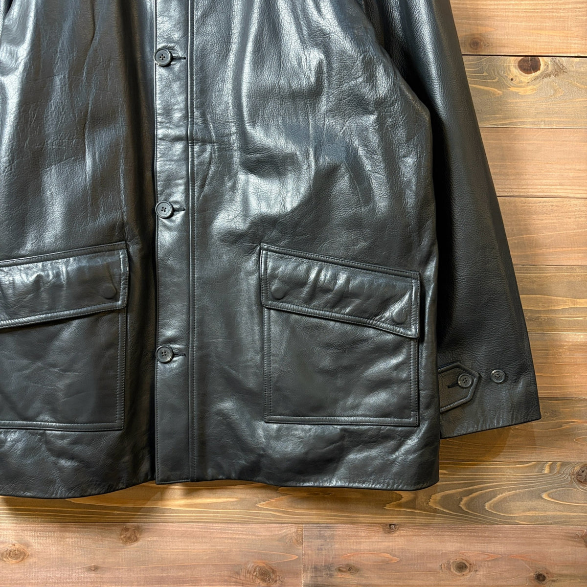 1990s~2000s Polo Ralph Lauren "Black" Leather Car Coat