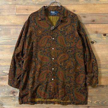 1980s Polo Ralph Lauren "Paisley" Rayon Open Collar Shirt