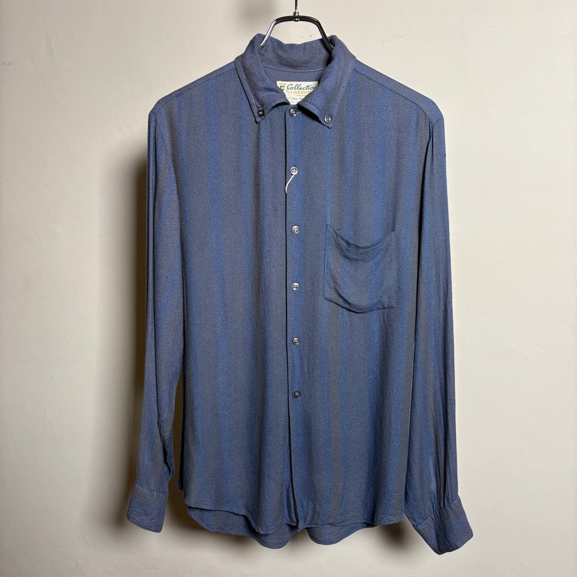 1960s ARROW "Stripe" Rayon Open Collar Shirt