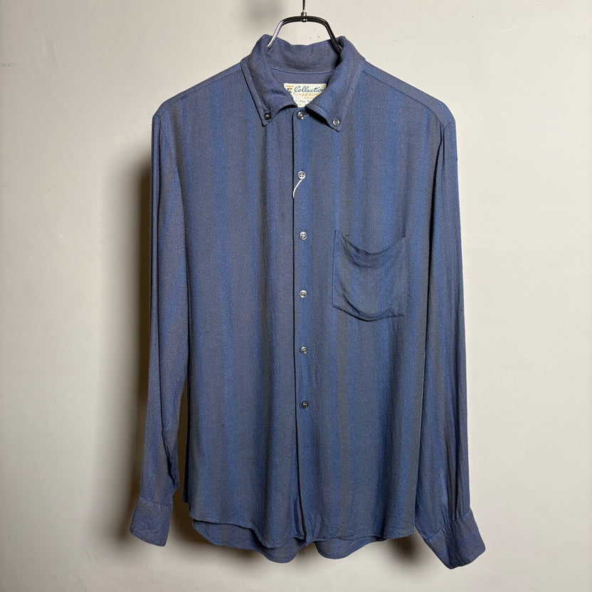 1960s ARROW "Stripe" Rayon Open Collar Shirt