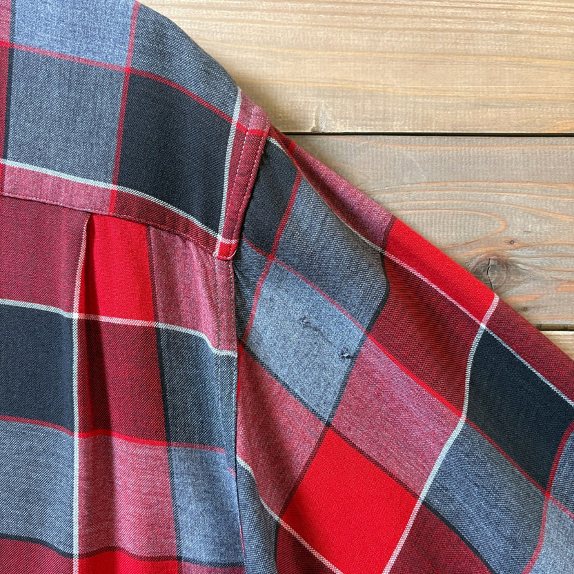 1950s~1960s Towncraft Open Collar Rayon Plaid Shirt