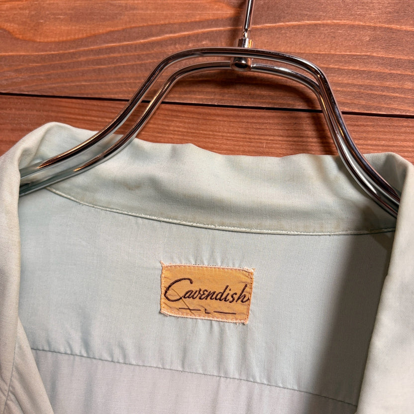 1940s Cavendish "Peppermint" Rayon Open Collar Shirt