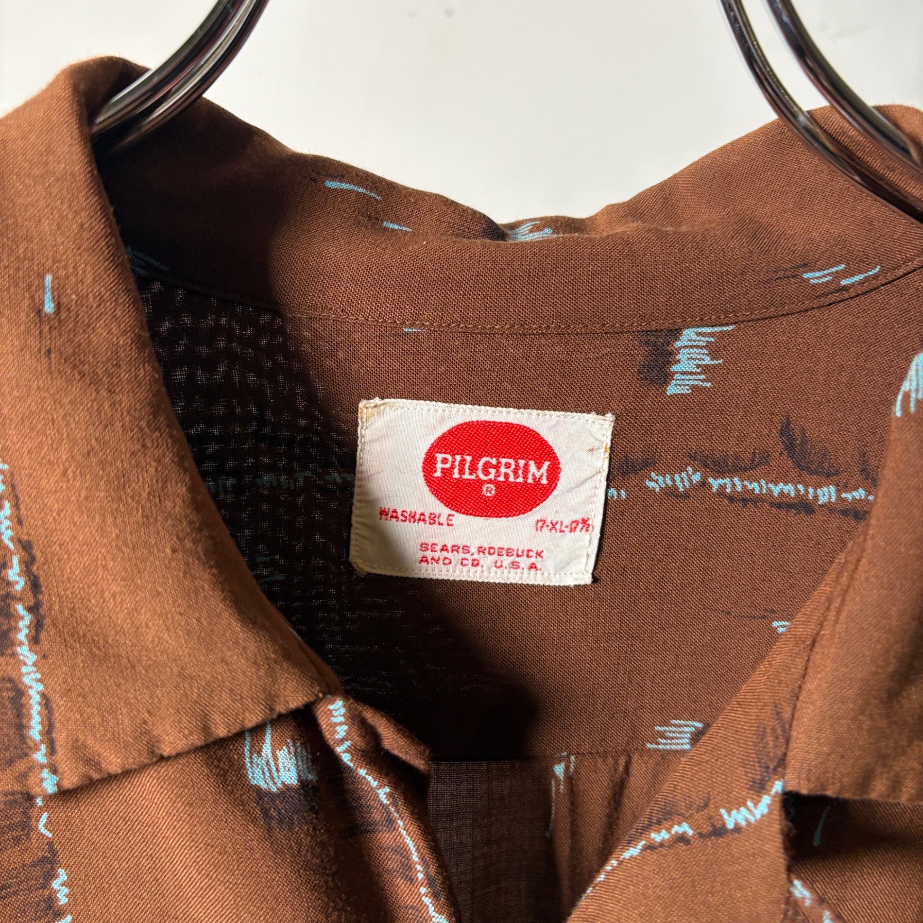 1950s~1960s PILGRIM "Atomic Pattern" Rayon Shirt