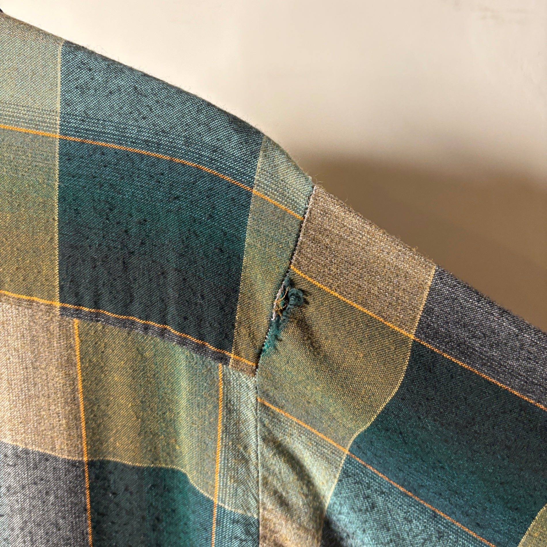 1960s TOWNCRAFT Ombre Check Rayon Shirt