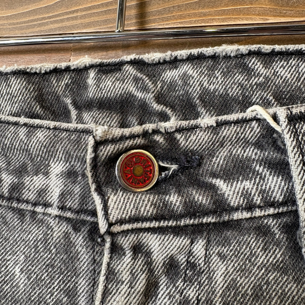 1990s Britannia Black Made in USA Chemical Wash Denim Pants