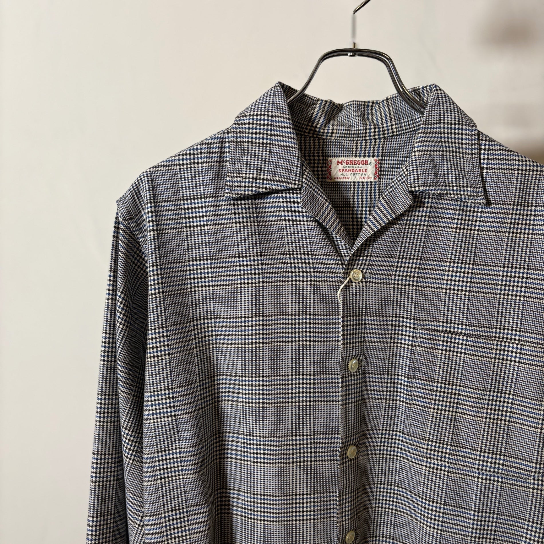 1960s McGREGOR "Glen Check" Open Collar Shirt