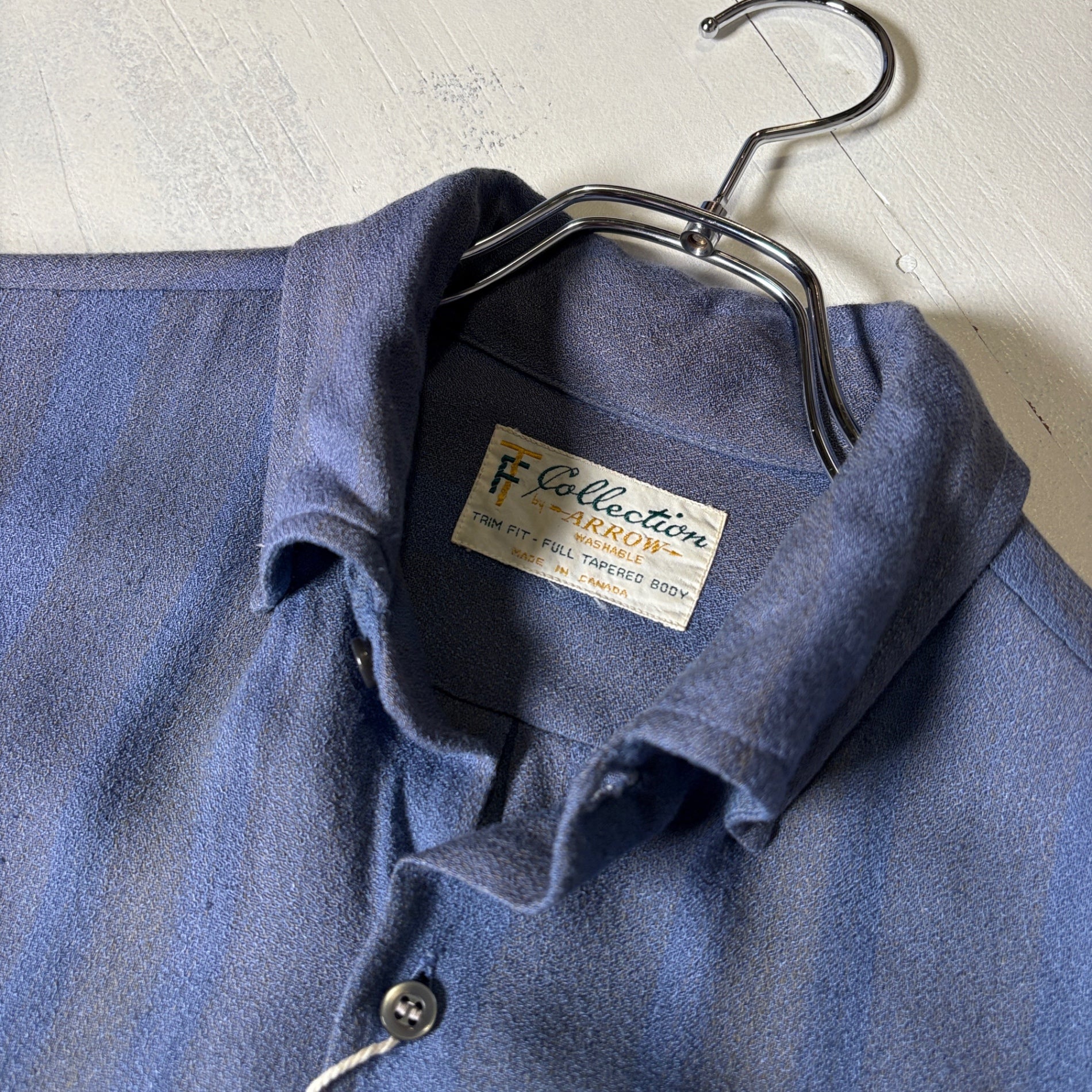 1960s ARROW "Stripe" Rayon Open Collar Shirt