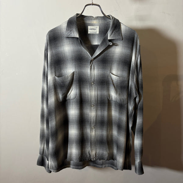 1960s TOWNCRAFT Ombre Check Rayon Shirt "BLACK×WHITE"