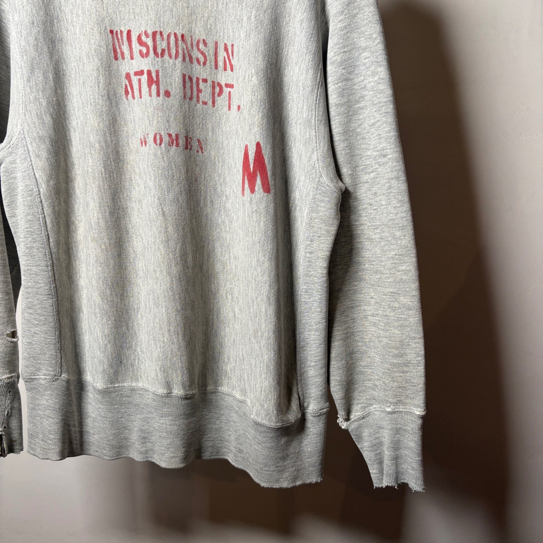 1970s Champion REVERSE WEAVE "Stencils" WISCONSIN ATH DEPT. Sweat Shirt
