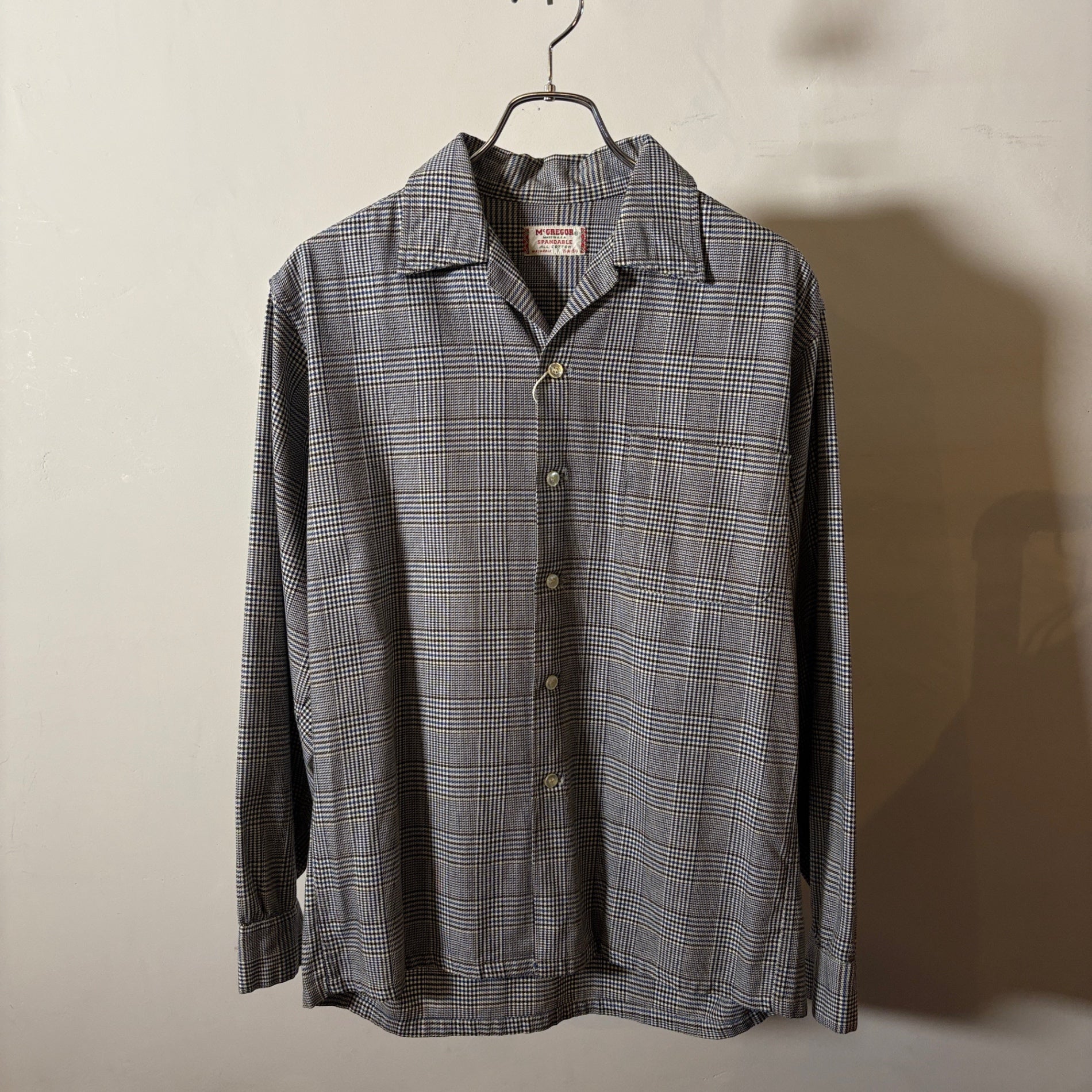 1960s McGREGOR "Glen Check" Open Collar Shirt