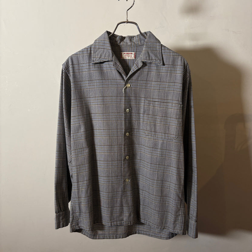 1960s McGREGOR "Glen Check" Open Collar Shirt