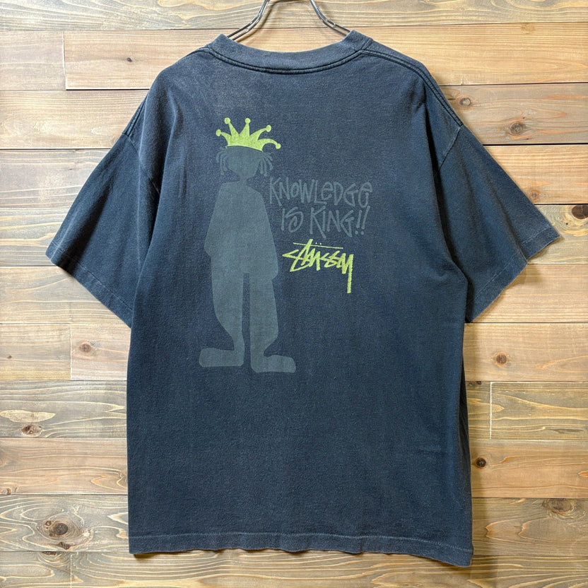 1980s STUSSY "SHADOW MAN" Black T-Shirt