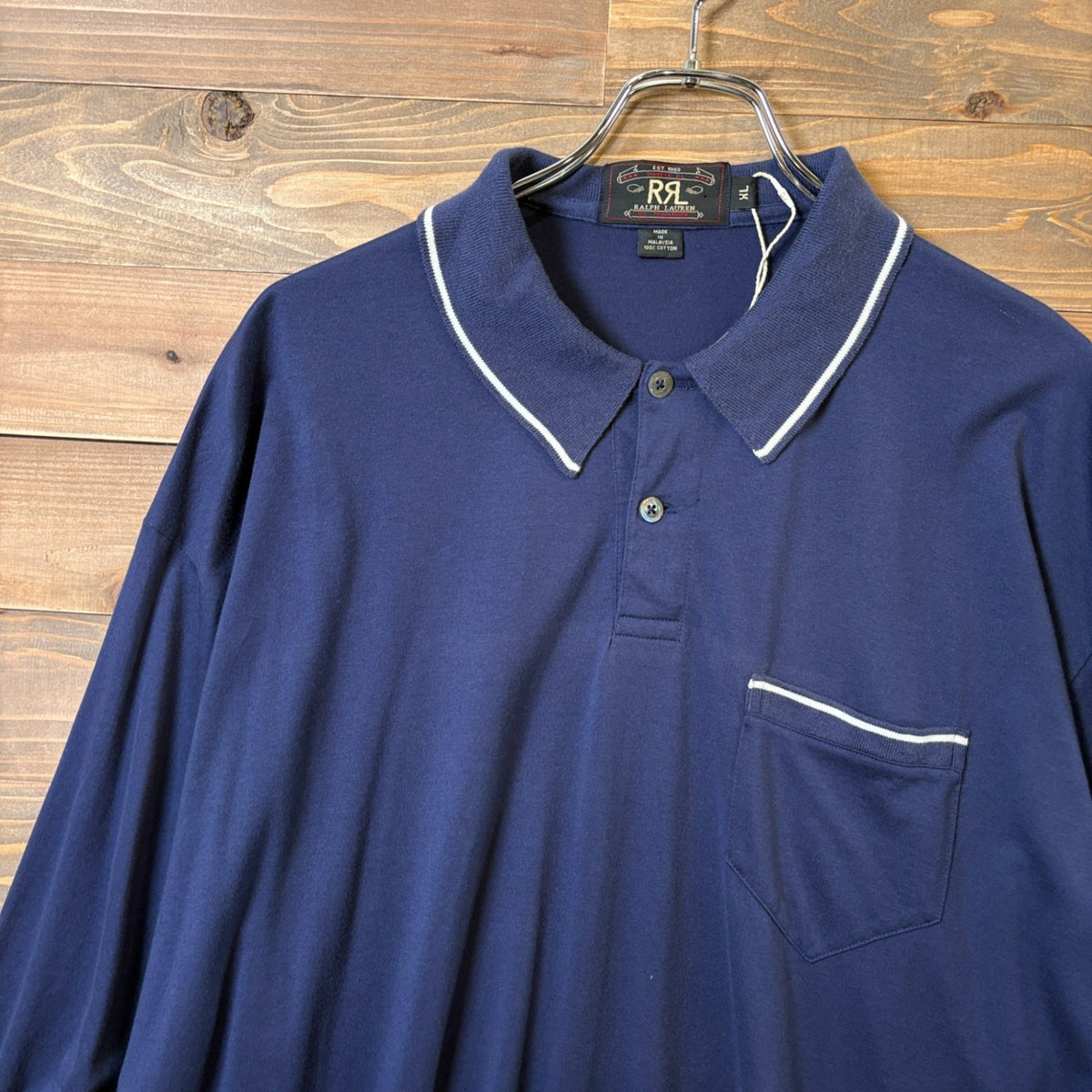 1990s RRL "Rib Line" L/S Polo Shirt
