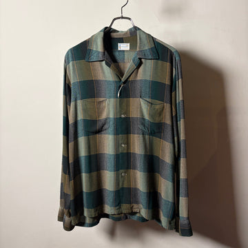 1960s TOWNCRAFT Ombre Check Rayon Shirt