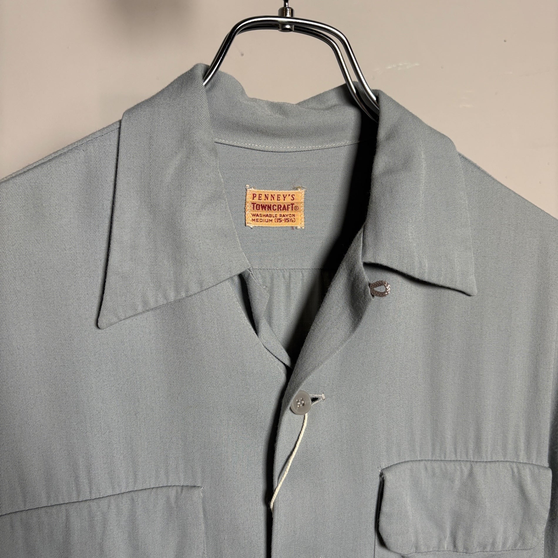 1940s TOWNCRAFT "SAX" Rayon Gabardine Shirt