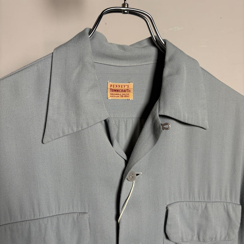 1940s TOWNCRAFT "SAX" Rayon Gabardine Shirt