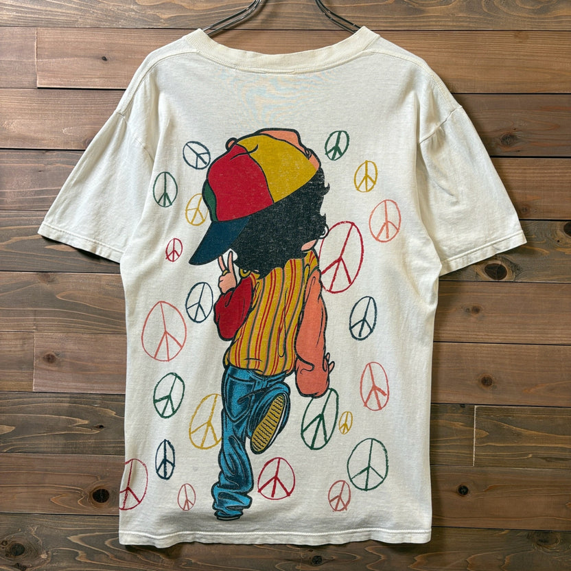 1990s Betty Boop Peace Mark All-Over Print T-Shirt