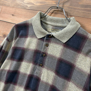 "BASIC EQUIPMENT" Ombre Check Polo Shirt