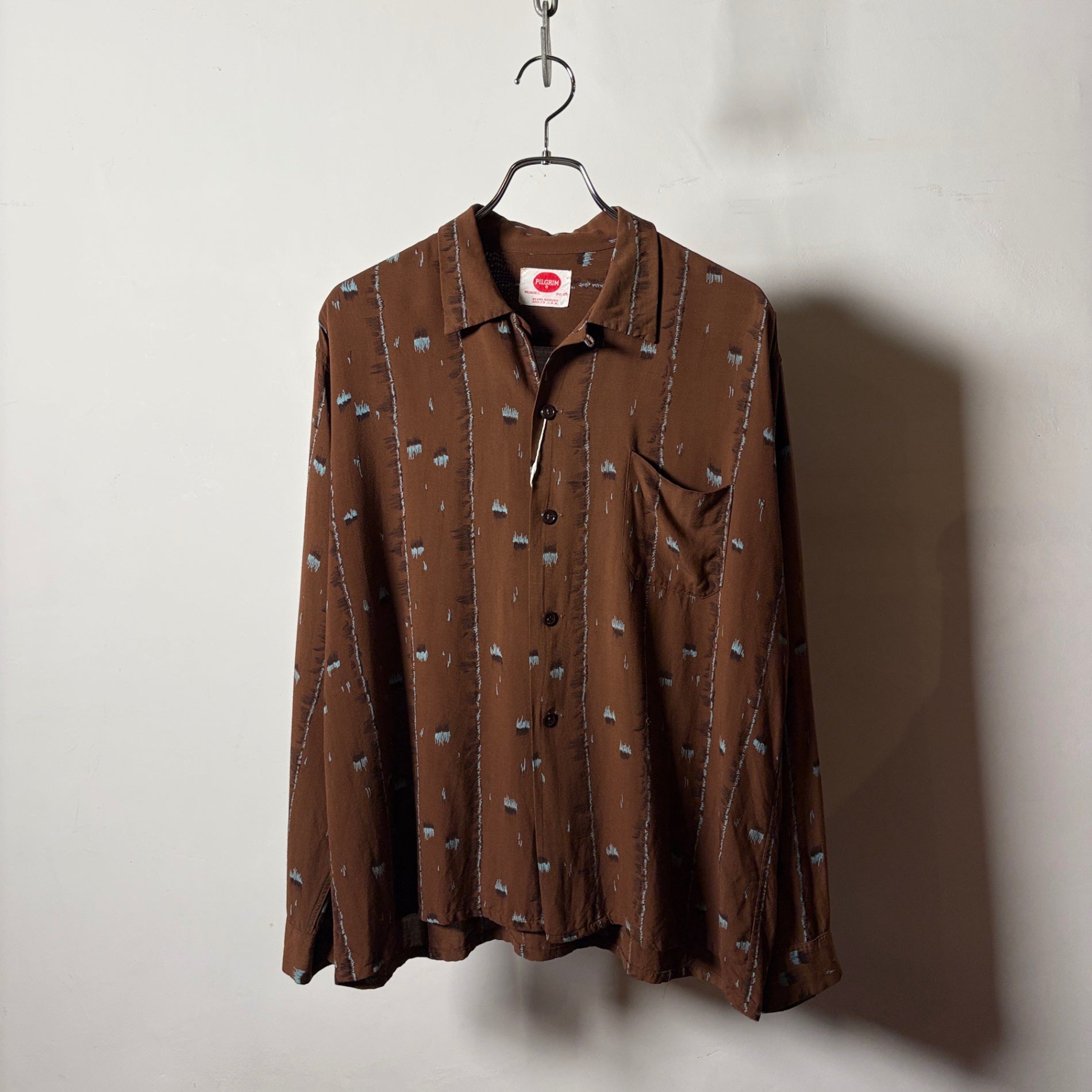 1950s~1960s PILGRIM "Atomic Pattern" Rayon Shirt