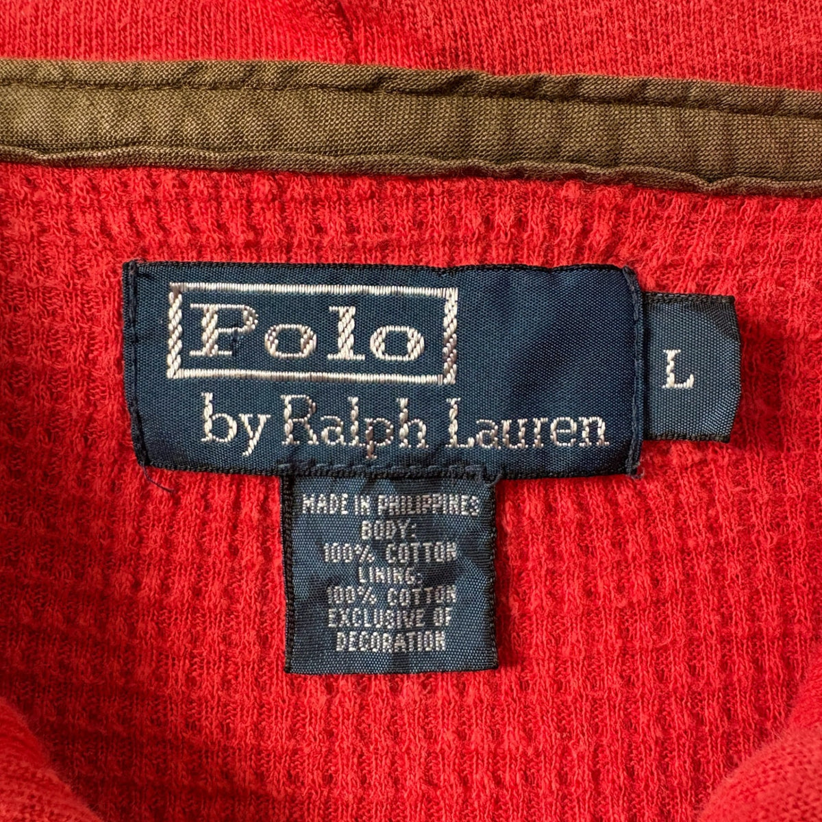 2000s Polo Ralph Lauren "RED" Thermal-Lined Zip Up Hoodie