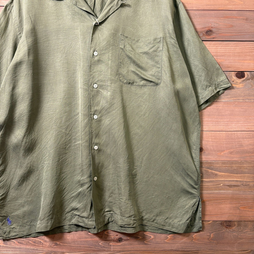 2000s Polo Ralph Lauren Silk Linen Open Collar Shirt