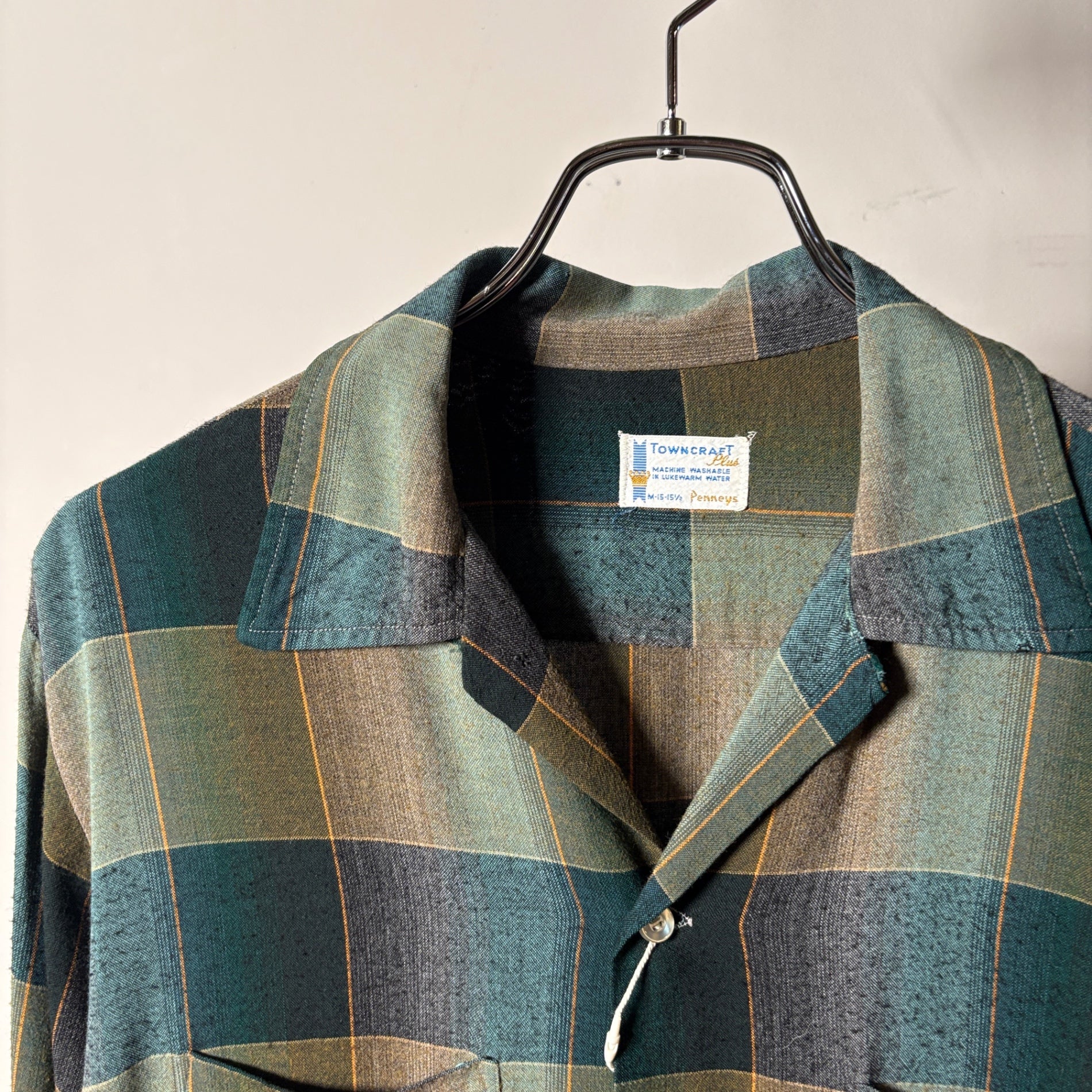 1960s TOWNCRAFT Ombre Check Rayon Shirt