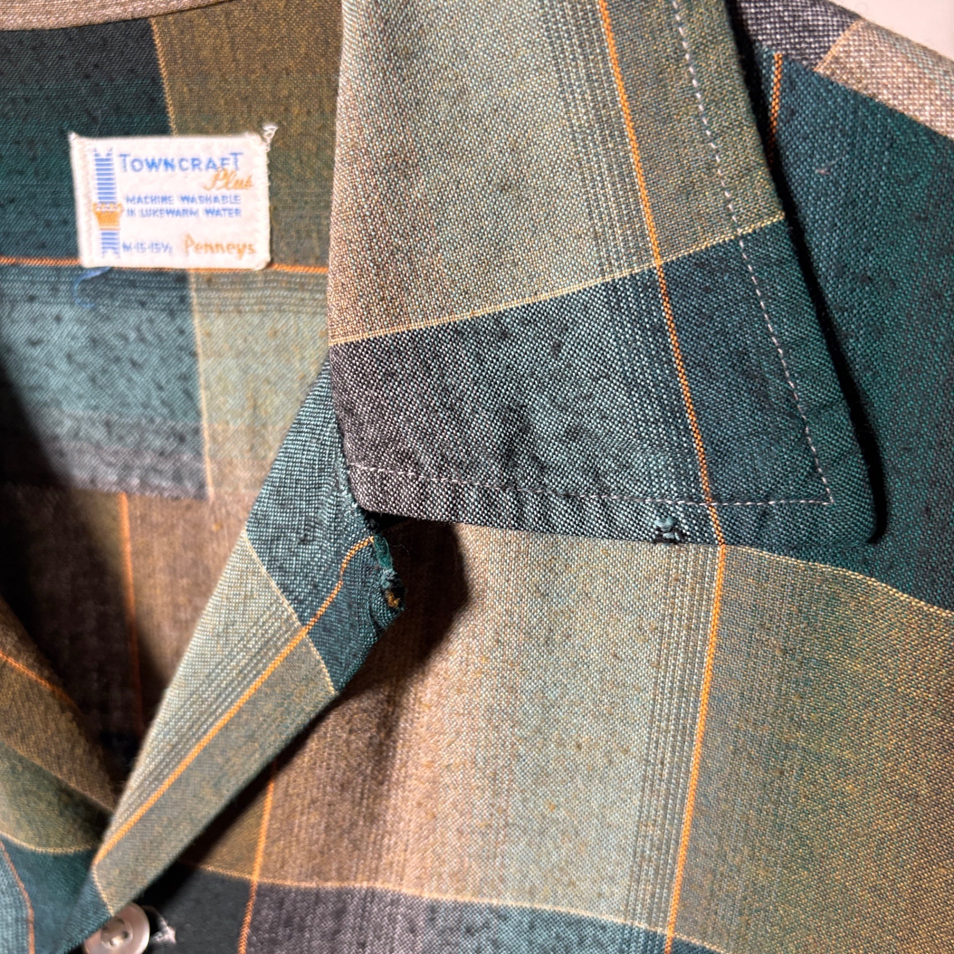 1960s TOWNCRAFT Ombre Check Rayon Shirt