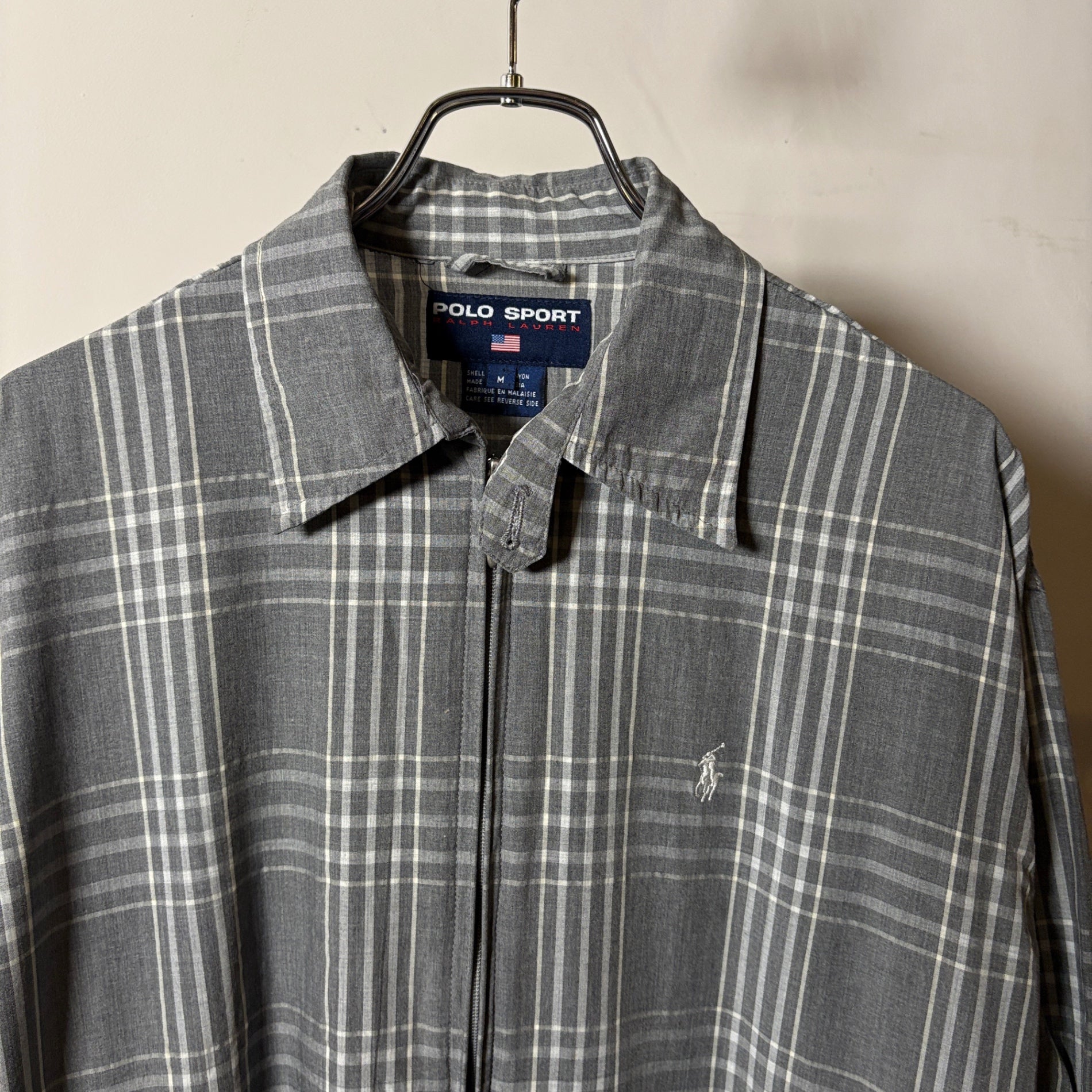 1990s POLO SPORT "RAYON" Plaid Drizzler Jacket