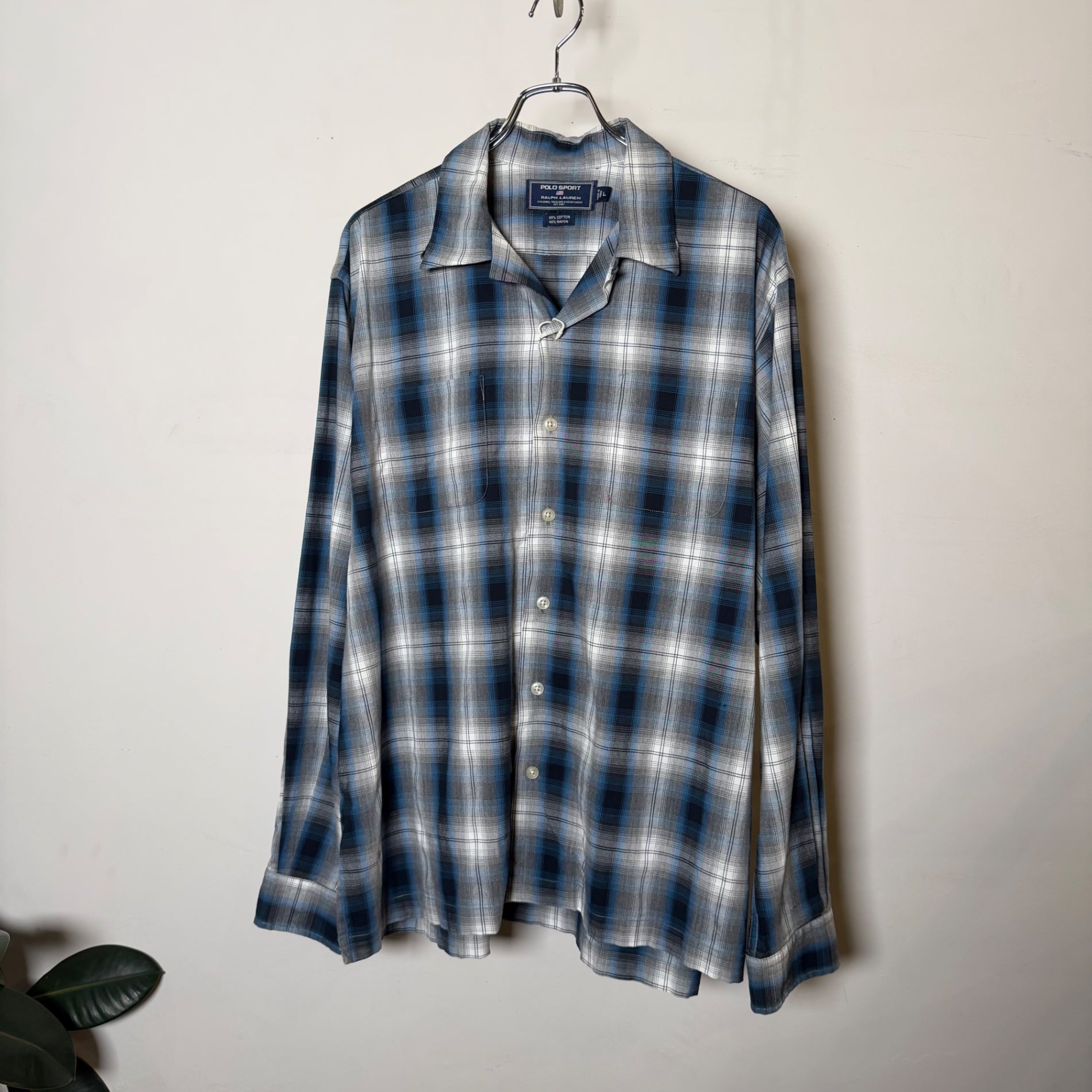 1990s POLO SPORT "Ombre Check" Cotton Rayon Shirt