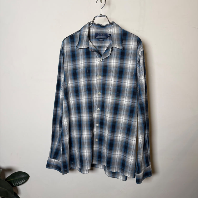 1990s POLO SPORT "Ombre Check" Cotton Rayon Shirt