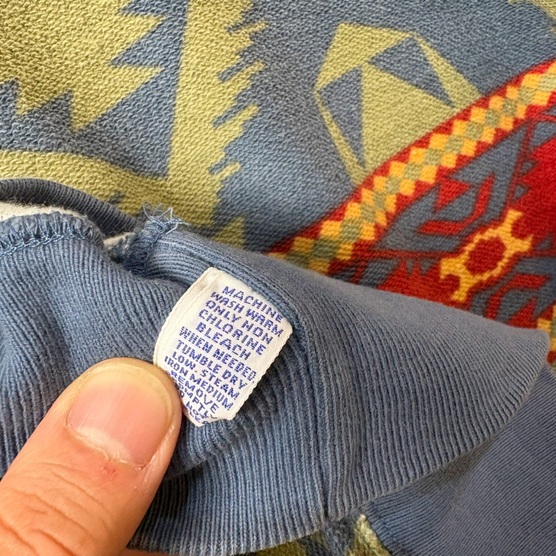 1990s “Polo Ralph Lauren” Native Pattern Cotton Sweatshirt