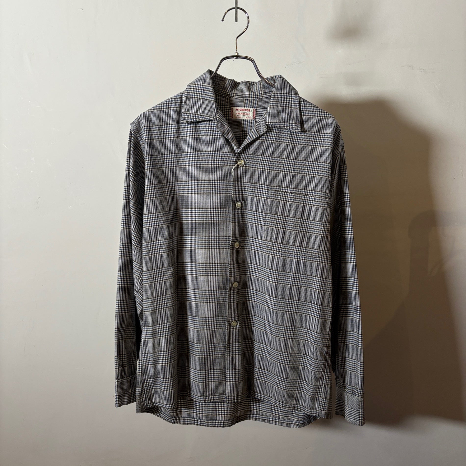 1960s McGREGOR "Glen Check" Open Collar Shirt