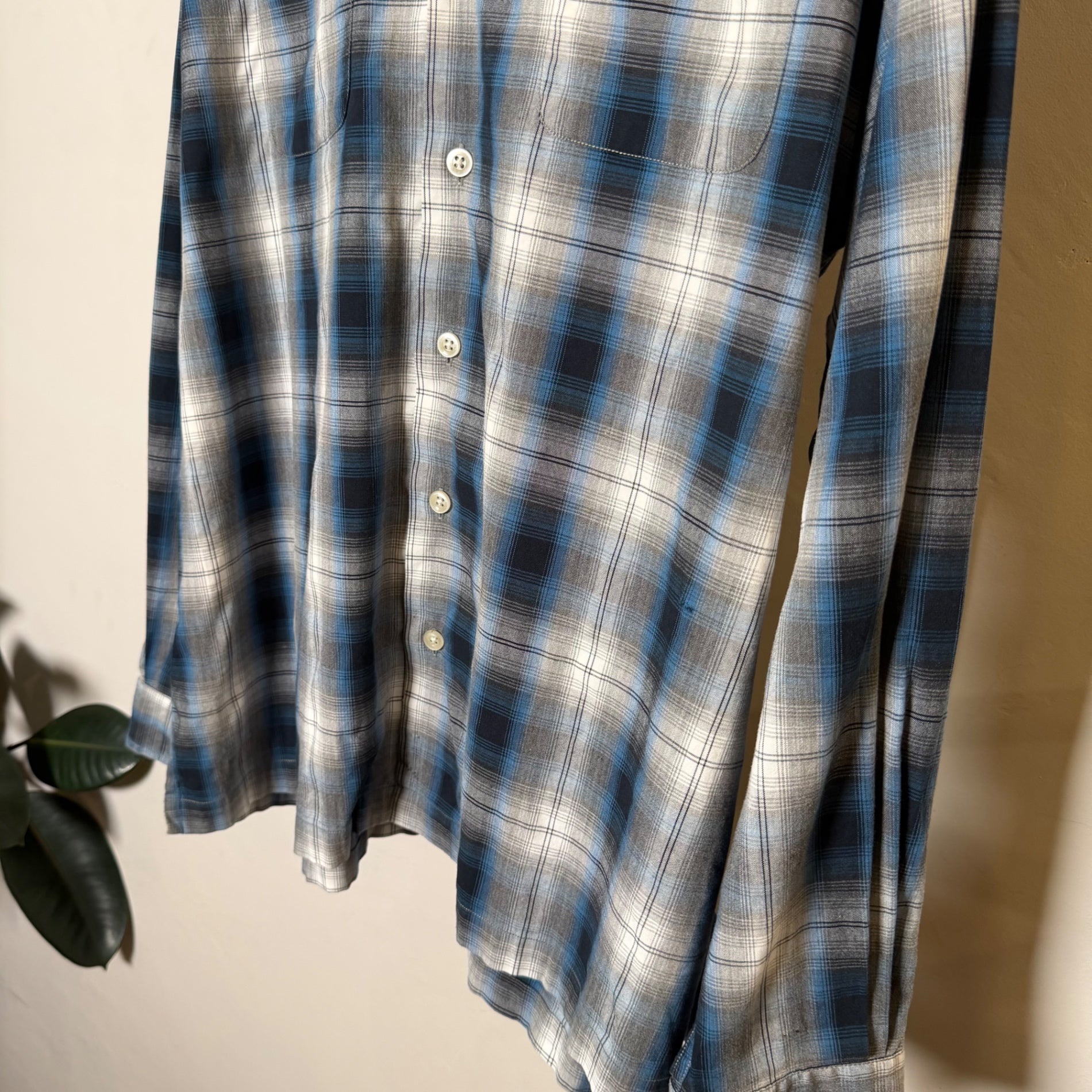 1990s POLO SPORT "Ombre Check" Cotton Rayon Shirt