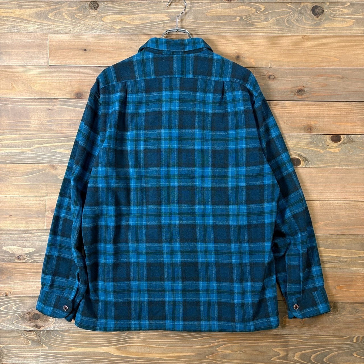 1960s Pendleton "Blue" Ombre Check Wool Flannel Shirt