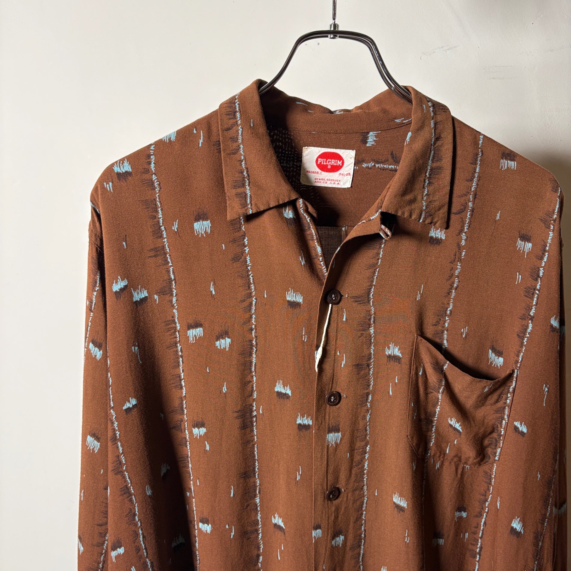 1950s~1960s PILGRIM "Atomic Pattern" Rayon Shirt