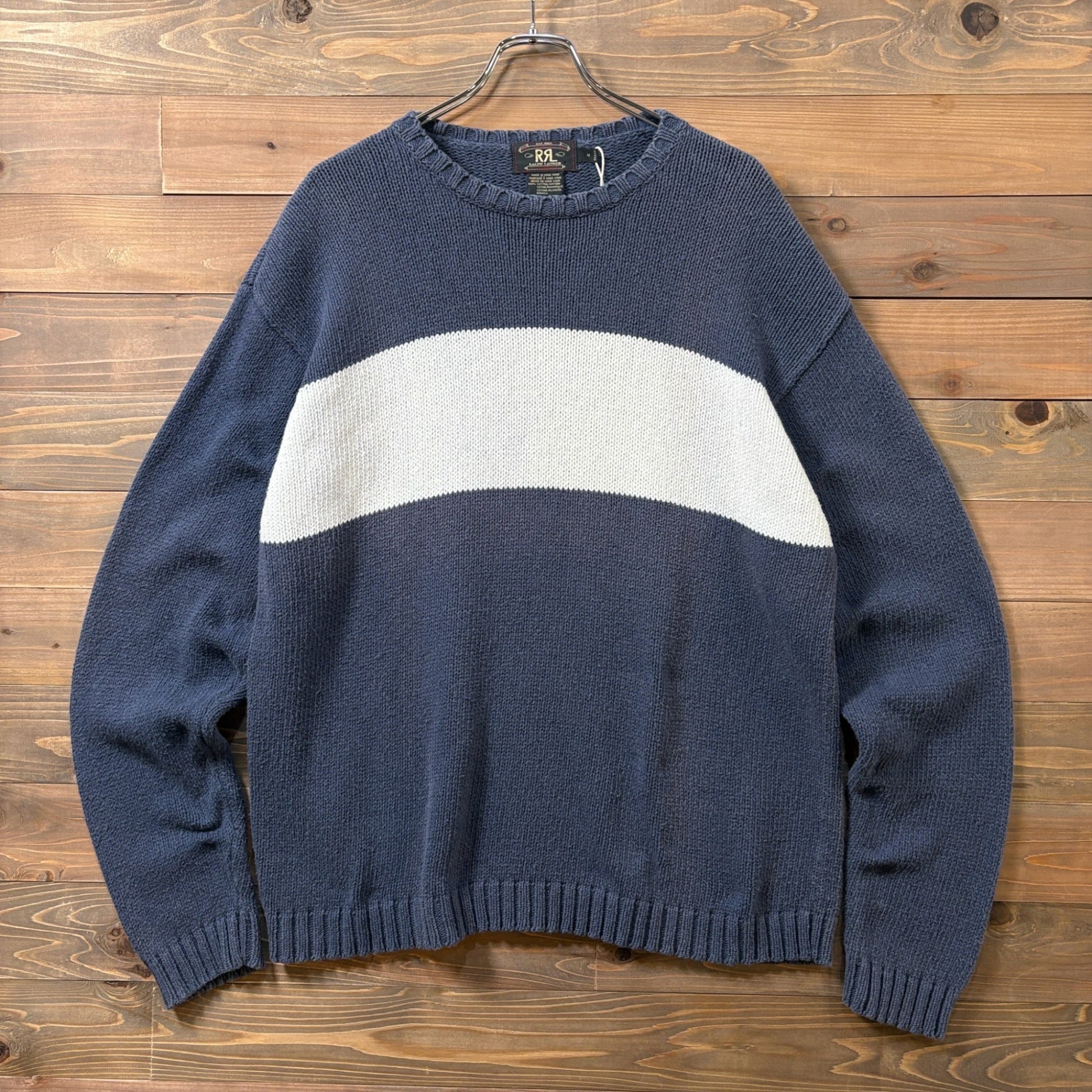 1990s RRL "Wide Border" Cotton Knit Sweater